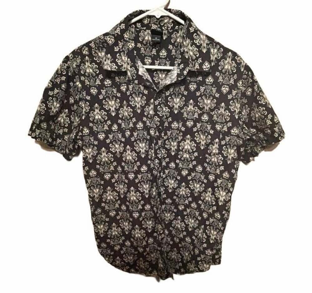 Disney Our Universe Haunted Mansion Shirt Mens Medium Button Up Short Sleeve